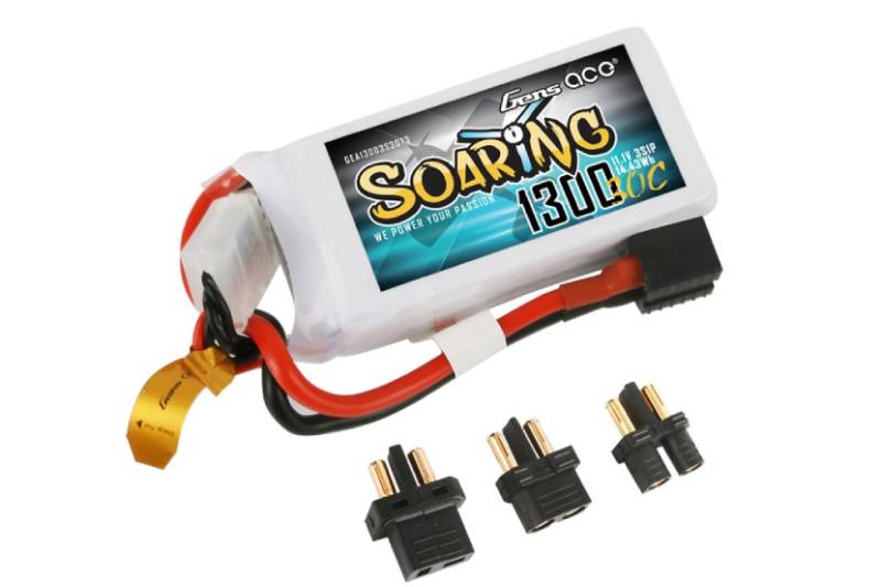 Gens ace Soaring 1300mAh 11.1V 30C 3S Lipo Battery EC3/XT60/T-P