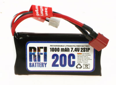 LIPO ΜΠΑΤΑΡΙΕΣ - RFI 1000mah 20C 7.4V (2S1P) 6C CHARGE (XH)