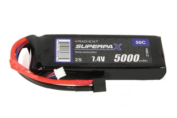 LiPo 2S Battery 5000mAh 7.4V 50C HCT