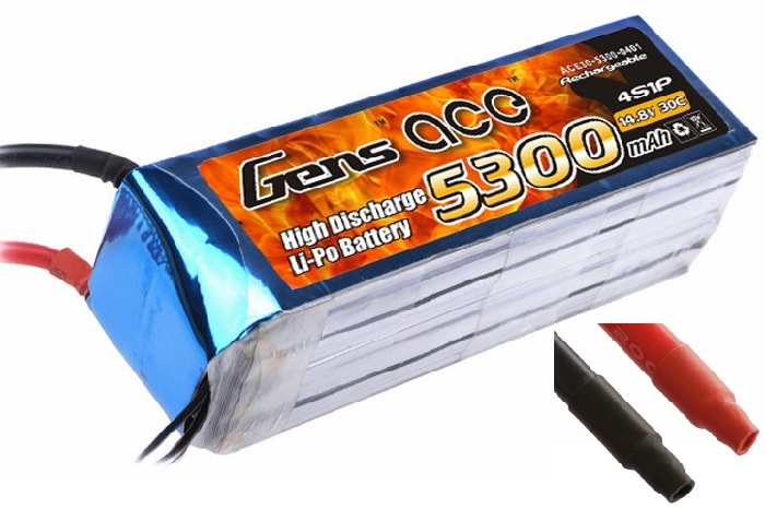 Gens ace 5300mAh 14.8V 30C 4S1P Lipo Battery Pack - Click Image to Close