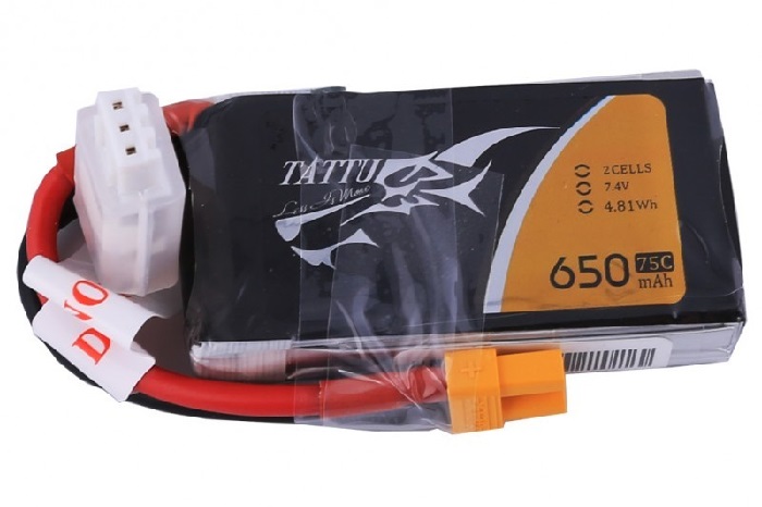 Tattu 650mAh 2S1P 75C 7.4V Lipo Battery Pack