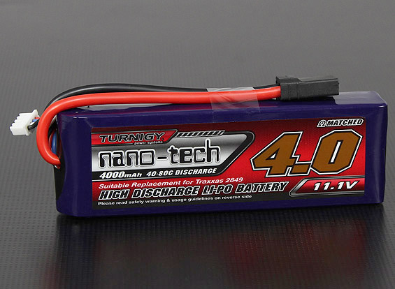 Turnigy nano-tech 4000mah 3S 40~80C Lipo Pack (TRA2849 Slash/Rus