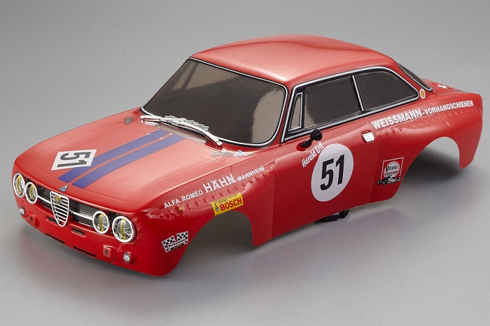ALFA ROMEO 2000 GTAM 190MM FINISHED BODY RED FOR 1/10 RC CAR