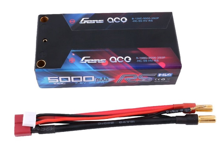 Gens ace 5000mAh 7.6V High Voltage100C 2S2P Black HardCase