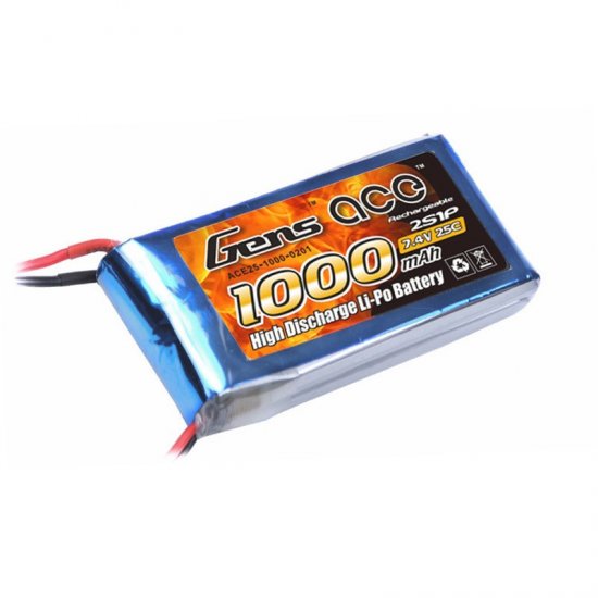 Gens ace 1000mAh 7.4V 25C 2S1P Lipo Battery Pack