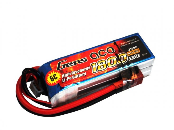 Gens ace 1800mAh 11.1V 25C 3S1P Lipo Battery Pack