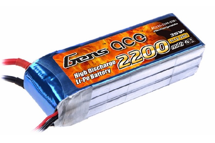 Gens ace 2200mAh 11.1V 25C 3S1P Lipo Battery Pack