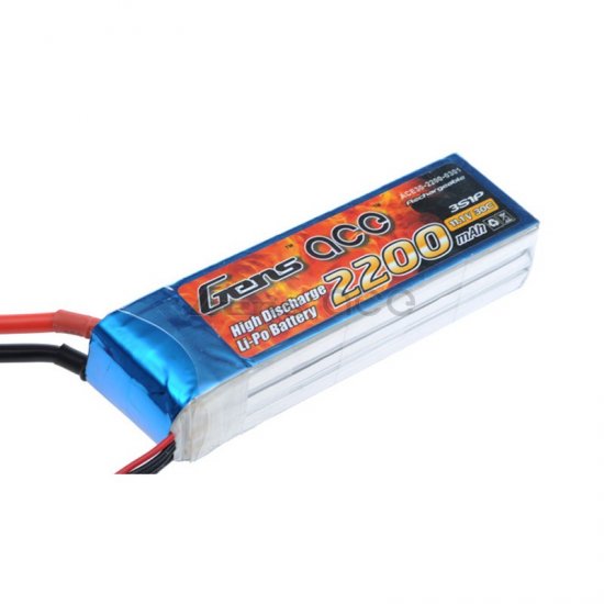 Gens ace 2200mAh 11.1V 30C 3S1P Lipo Battery Pack