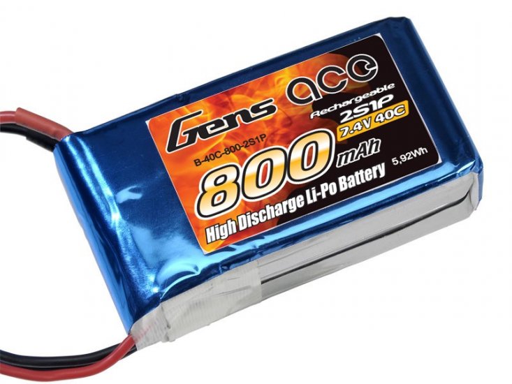 Gens ace 0800mAh 7.4V 40C 2S1P Lipo Battery Pack