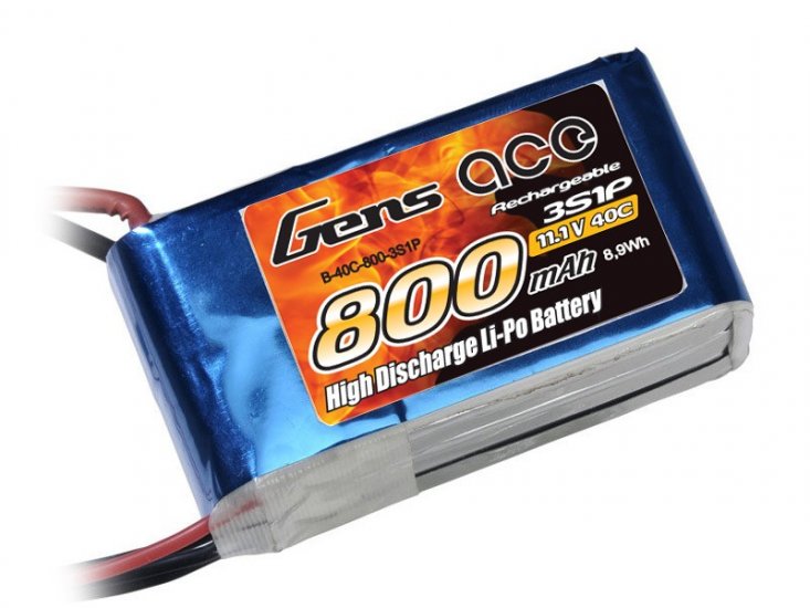 Gens ace 0800mAh 11.1V 40C 3S1P Lipo Battery Pack - Πατήστε στην εικόνα για να κλείσει