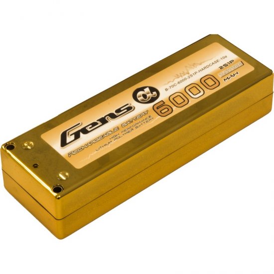 Gens ace 6000mAh 7.4V 70C 2S1P α Series with Gold HardCase Lipo1