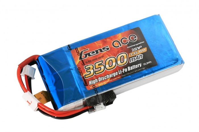 Gens ace 3500mAh 7.4V RX 2S1P Lipo Battery Pack / RX/ TX - Πατήστε στην εικόνα για να κλείσει