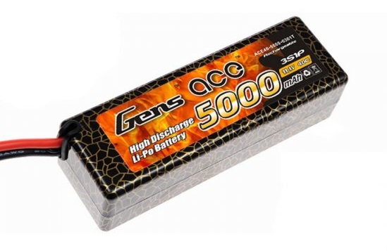 Gens ace 5000mAh 11.1V 40C 3S1P HardCase Lipo 15