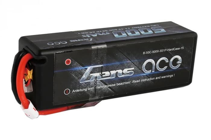 Gens ace 5000mAh 11.1V 50C 3S1P HardCase Lipo Battery with Deans
