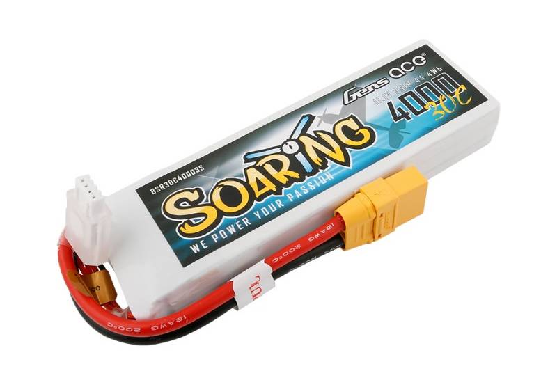 Gens ace Soaring 4000mAh 11.1V 30C 3S1P Lipo Battery Pack - XT90