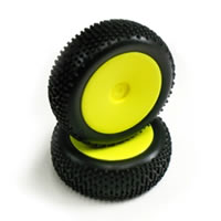 Carisma GT14B Neon Yellow Standard Pre-glued Front Tyres (2)
