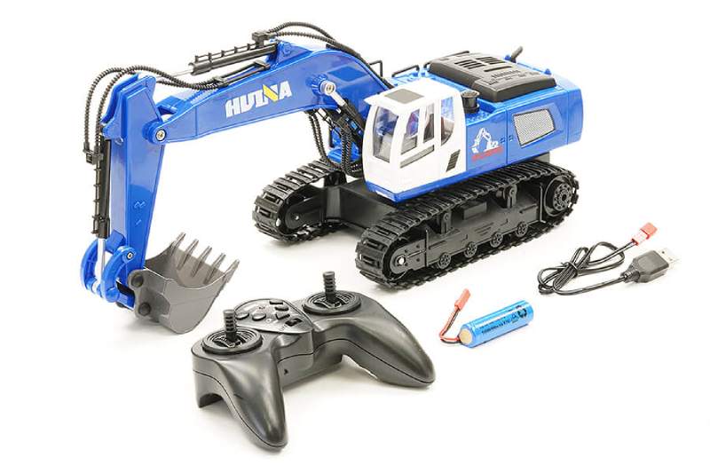 HUINA 2.4G 11CH RC EXCAVATOR BLUE W/DIE CAST BUCKET - Click Image to Close