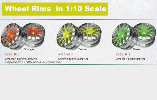 Chrome Wheel Rims for 1/10 RC Model Car - Green - Πατήστε στην εικόνα για να κλείσει