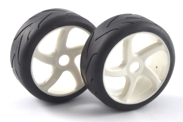 1/8 On-Road Pre-Mounted Slick Tyres on '5 Spoke' Wheels (2) - γι - Πατήστε στην εικόνα για να κλείσει