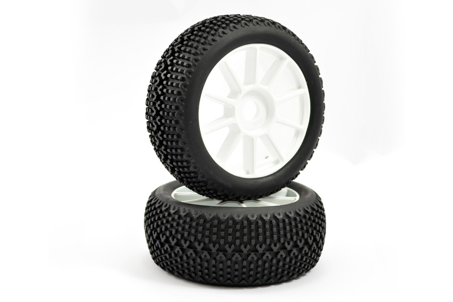 Fastrax 'Bone Block' 1/8th Off-Road Pre-Mounted Tyres on 10 Spok