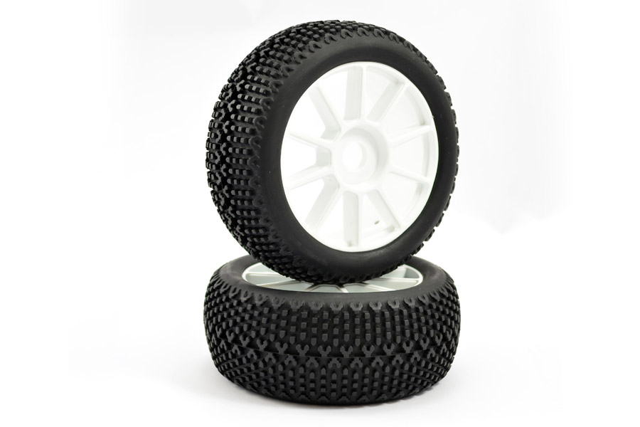 Fastrax 'Bone Block' 1/8 Off-Road Pre-Mounted Tyres on 10 Spoke