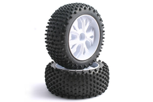 Fastrax 'Block' 1/10 Pre-Mounted Front Tyres on 10 Spoke Wheels - Πατήστε στην εικόνα για να κλείσει