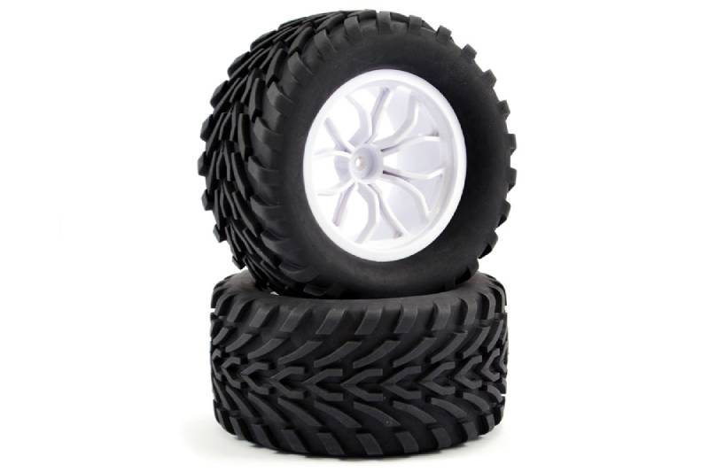 FASTRAX 1/10 MEGA-V TRUCK TYRE MOUNTED ON 12-SPOKE (12MM HEX)