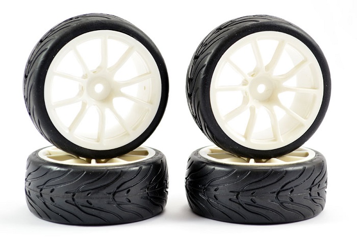 FASTRAX 1/10 STREET/TREAD TYRE 10SP WHITE WHEEL