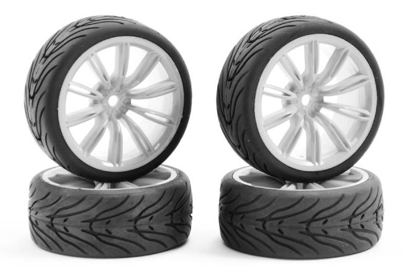 FASTRAX 1/10 STREET/TREAD TYRE 20SP WHITE WHEEL