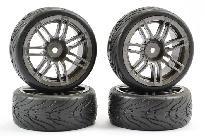 FASTRAX 1/10 STREET/TREAD TYRE 14SP GUN METAL WHEEL - Πατήστε στην εικόνα για να κλείσει