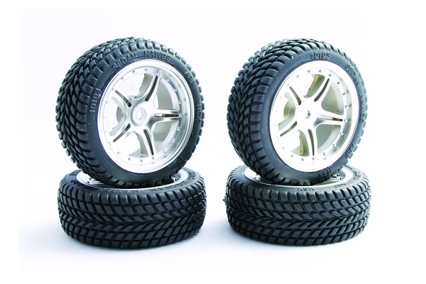 Fastrax Chevron Tread mounted on chrome 5-spoke wheels/Tires (4)