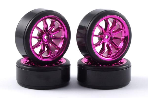 FASTRAX 1/10TH STREET WHEEL/ DRIFT TYRES 10-SPOKE PURPLE