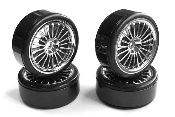 Fastrax 20-Spoke Drift Wheel & Tyre Set (4) - Chrome
