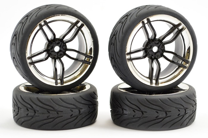 FASTRAX 1/10 STREET/TREAD TYRE 10SP BLACK/CHROME WHEEL - Πατήστε στην εικόνα για να κλείσει