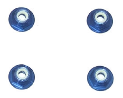 FASTRAX 8-32 BLUE ALUMINIUM FLANGED LOCKNUTS (4) - Click Image to Close
