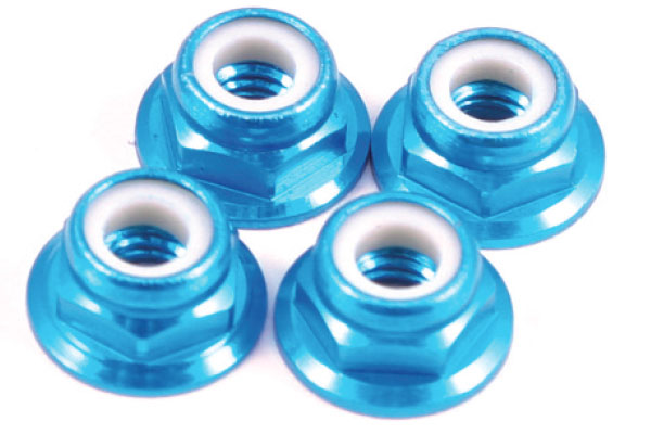 M4 FLANGED LOCKNUTS BLUE 4PCS