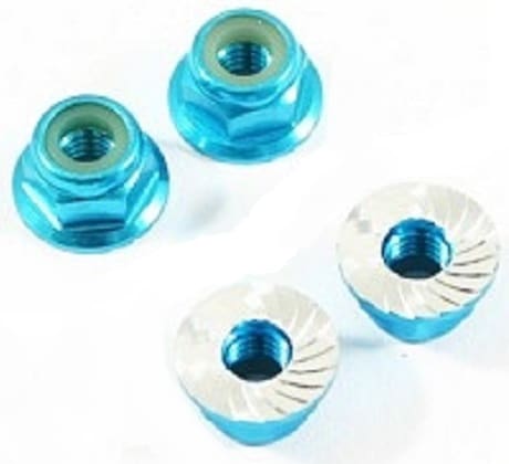 FASTRAX M4 BLUE SERRATED ALUMINIUM LOCKNUTS 4PCS