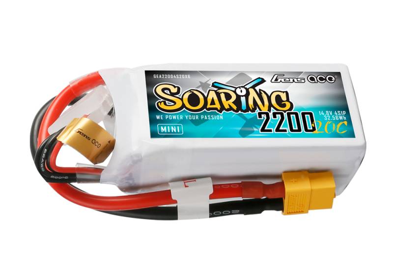 Gens ace Soaring Mini 2200mAh 14.8V 20C 4S1P Lipo Battery Pack - Πατήστε στην εικόνα για να κλείσει