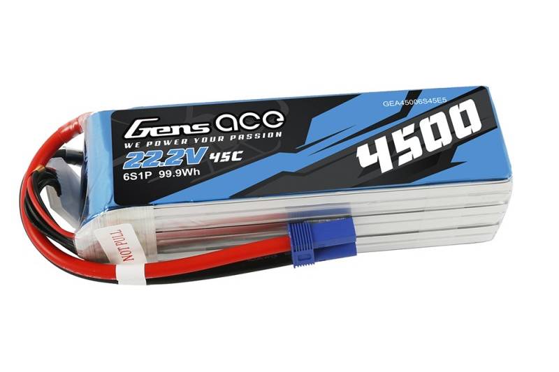 Gens ace 4500mAh 22.2V 45C 6S1P Lipo Battery Pack for Goblin 500