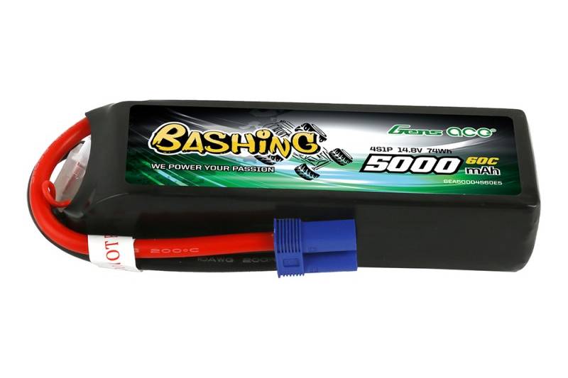 Gens ace 5000mAh 14.8V 4S1P 60C Lipo Battery Pack with EC5 Plug