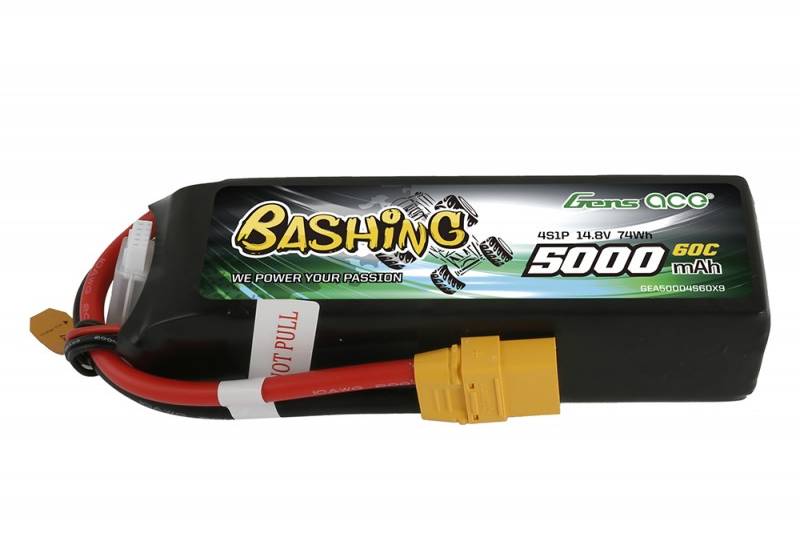 Gens ace 5000mAh 14.8V 4S1P 60C Lipo Battery Pack with XT90 Plug