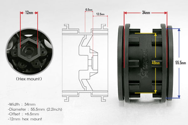 Gmade 2.2 GT Beadlock Rock Crawling Wheels (2) - Πατήστε στην εικόνα για να κλείσει