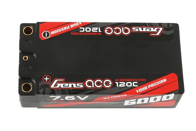 Gens ace 6000mAh 7.6V High Voltage120C 2S2P Shorty Lipo65#