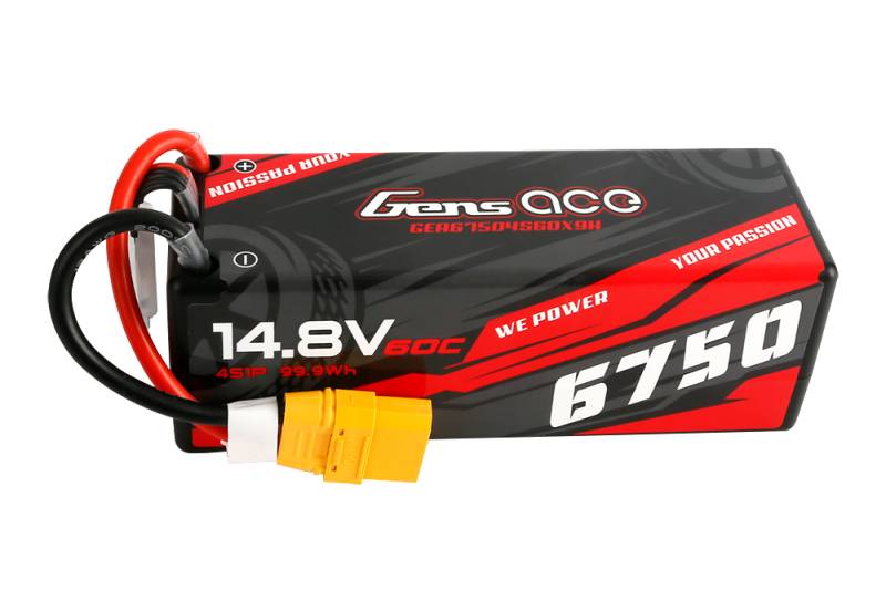 Gens ace 6750mAh 14.8V 60C 4S1P HardCase Lipo Battery XT90 Plug