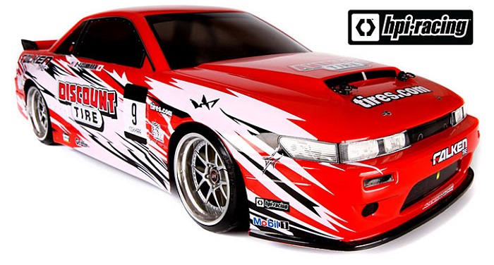 HPI E10 DRIFT RTR WITH NISSAN S-13/DISCOUNT TIRE BODY