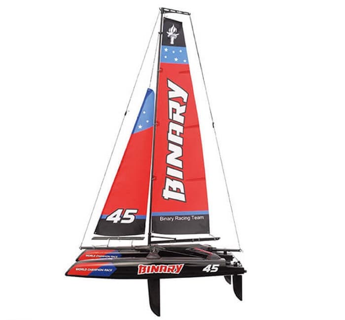 JOYSWAY BINARY 400MM MINI CATAMARAN RC SAILBOAT RTR RED - Click Image to Close