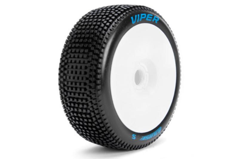 Louise B-VIPER 1/8 Buggy Soft Race Tires on White Wheels
