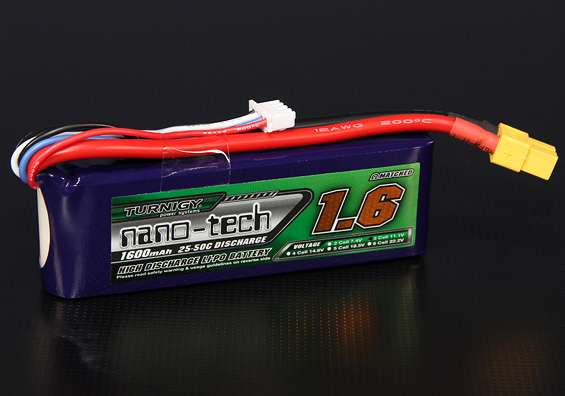 Turnigy nano-tech 1600mah 3S 25~50C Lipo Pack - Πατήστε στην εικόνα για να κλείσει