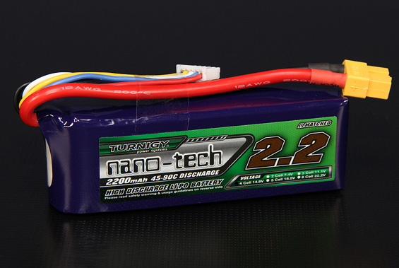 Turnigy nano-tech 2200mah 4S 45~90C Lipo Pack - Πατήστε στην εικόνα για να κλείσει