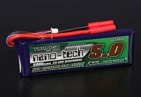 Turnigy nano-tech 5000mah 2S 25~50C Lipo Pack - Πατήστε στην εικόνα για να κλείσει